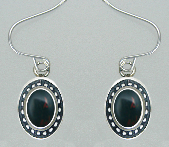 Sterling Silver Petite Bloodstone Gemstone Drop Dangle Earrings